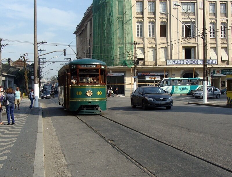 Green tram in Santos city