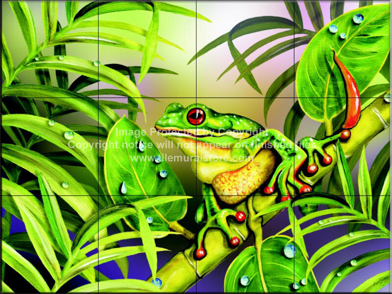 Green Tree Frog on Branch — Tropical