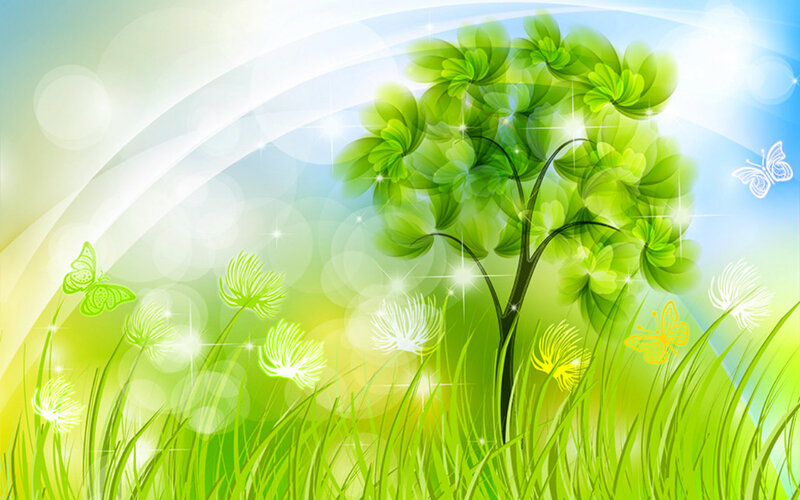 Green Tree in Grass — Serene