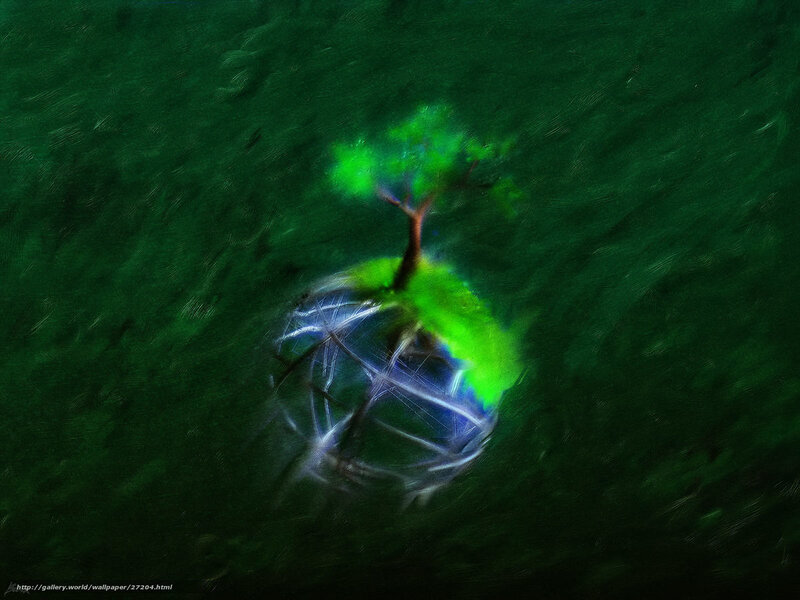 green tree on glowing sphere