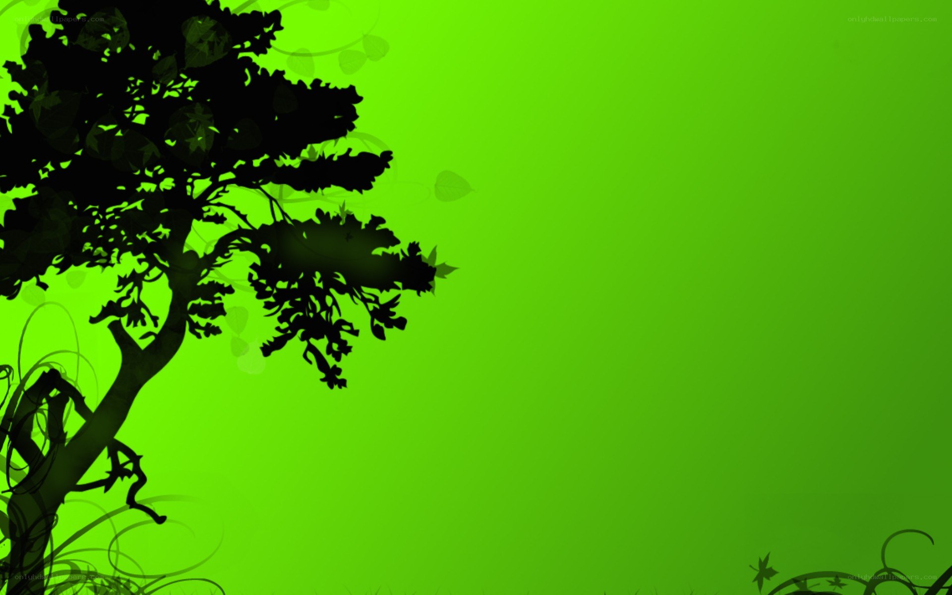 green tree silhouette background