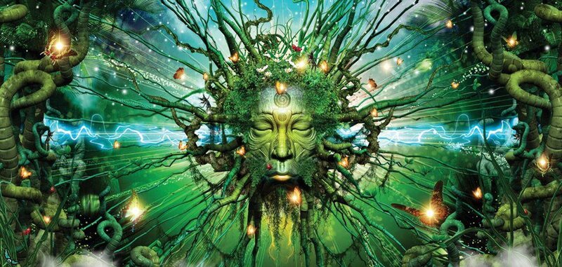 Green Tree Spirit Face — Mystical