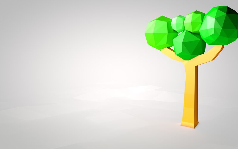 Green Tree with Yellow Trunk