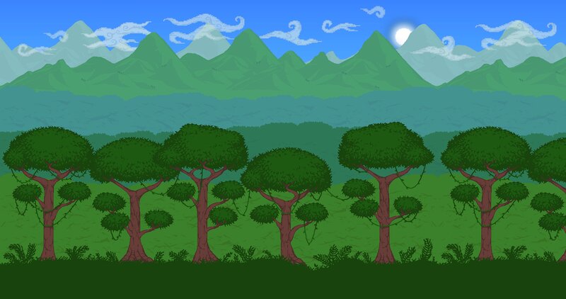 Green Trees in Forest — Serene, Night