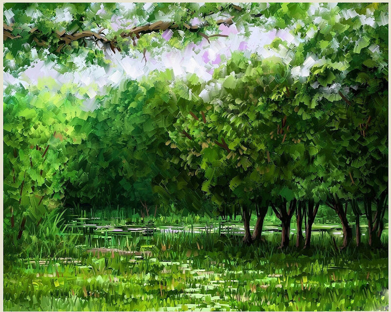 Green Trees in Forest