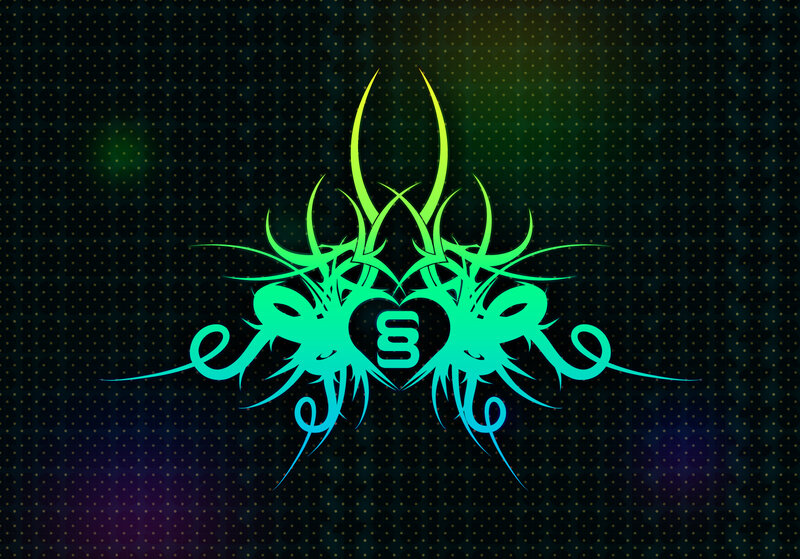 green tribal heart design