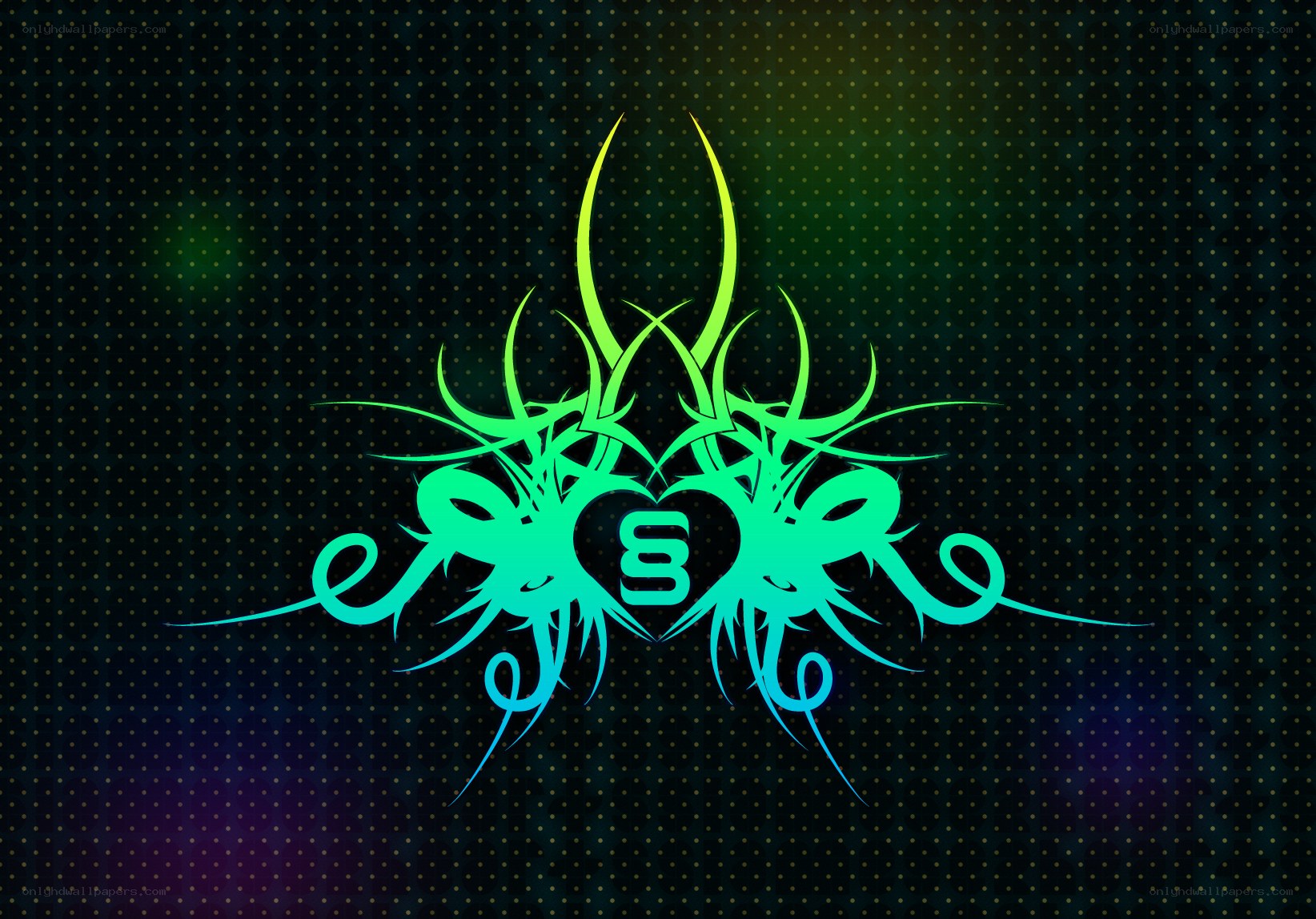 green tribal heart design