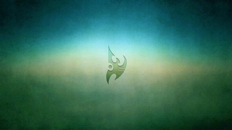 green tribal logo on gradient