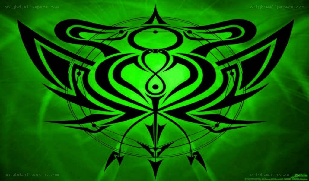 green tribal symbol design