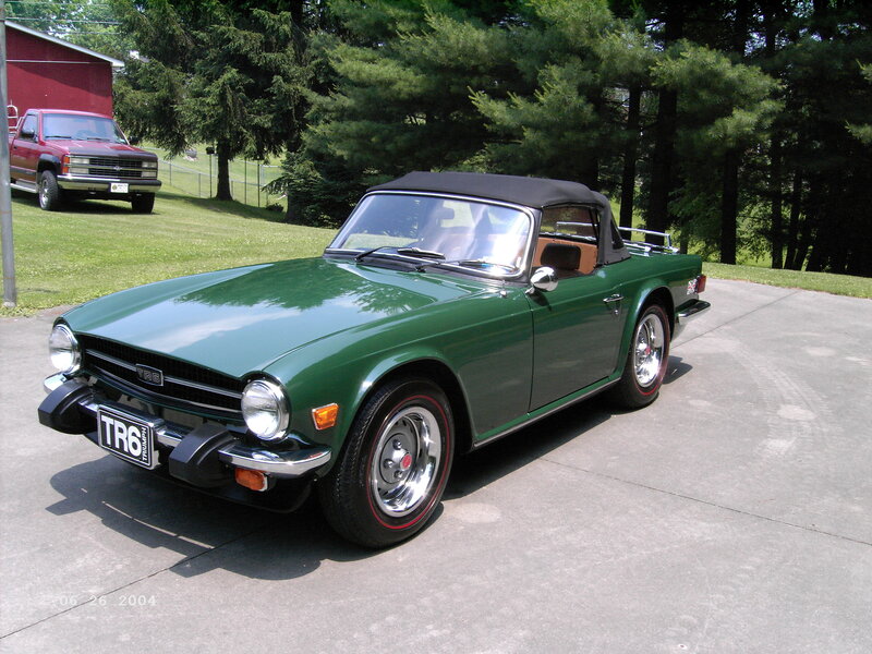 Green Triumph TR6 convertible
