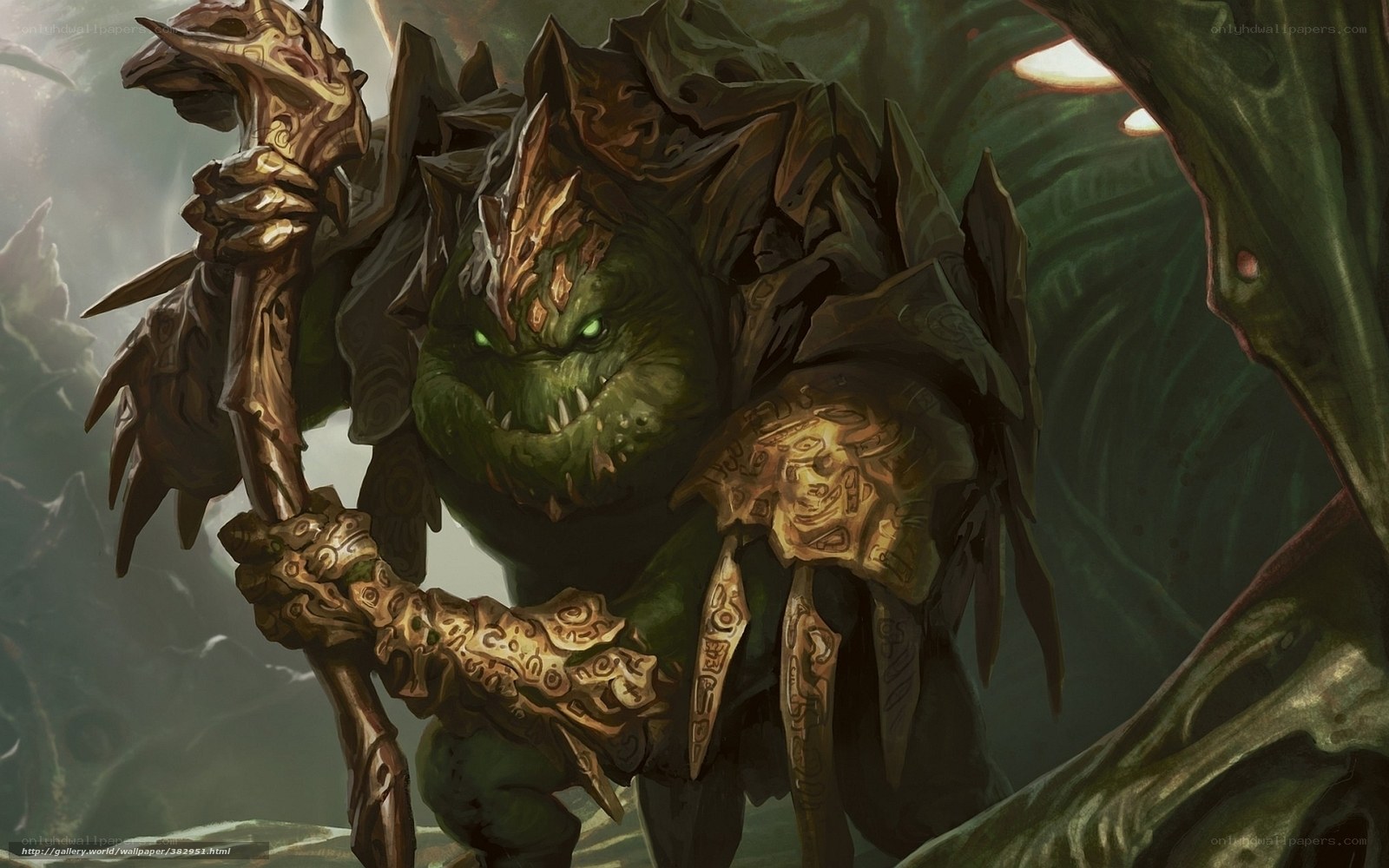 green troll with staff