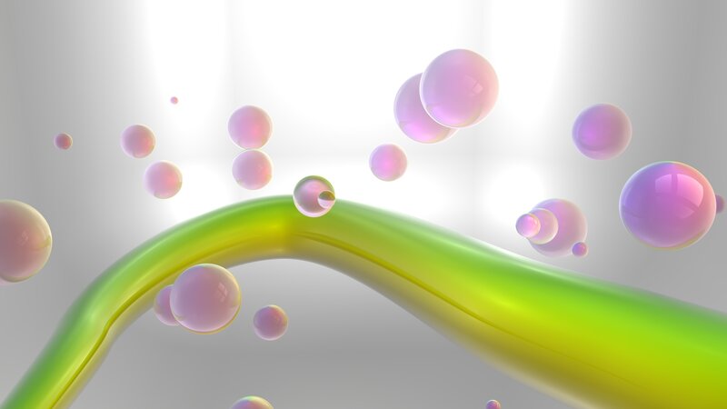 Green Tube with Bubbles — Serene, 3d Render