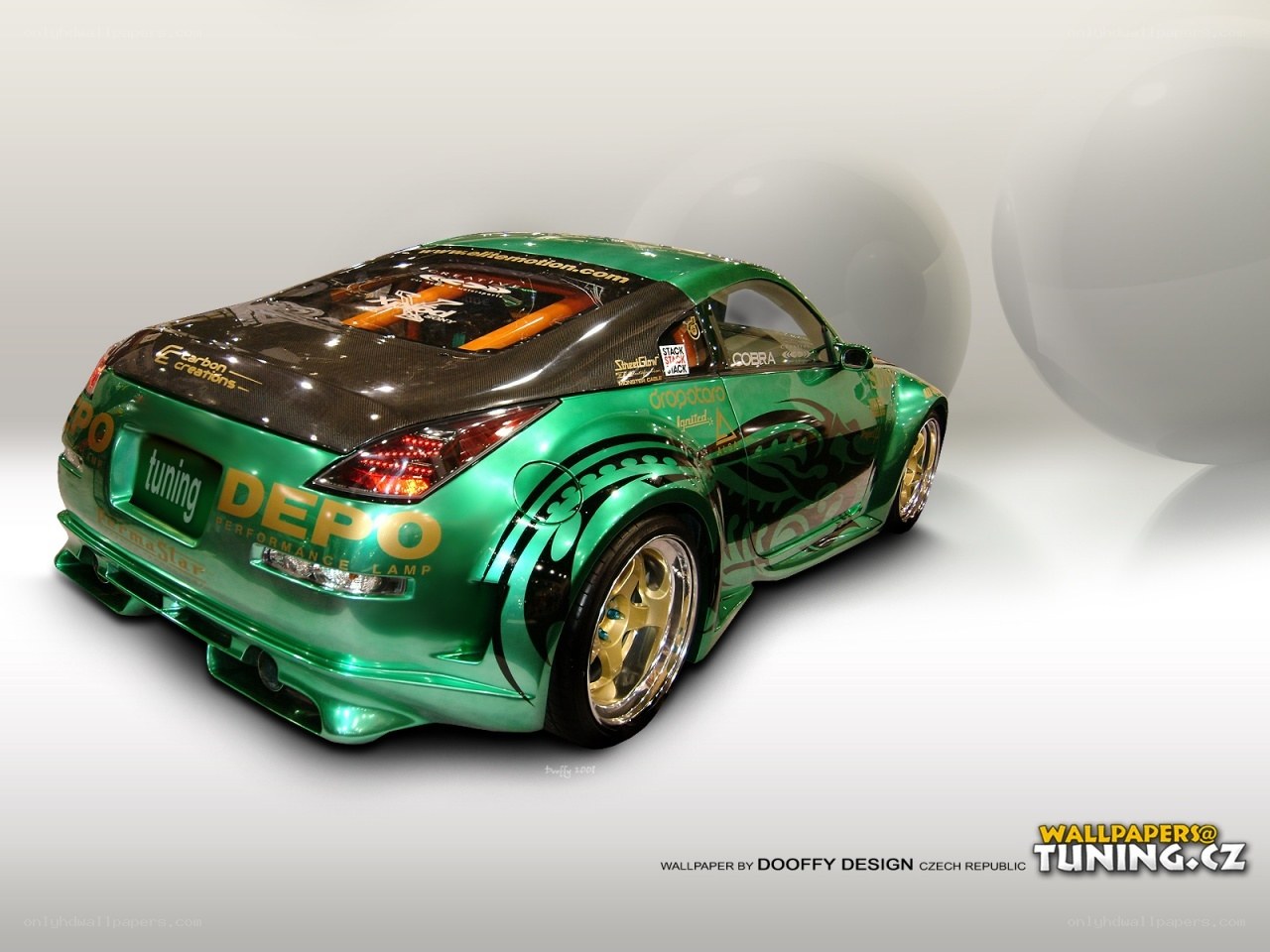 green tuned sports car