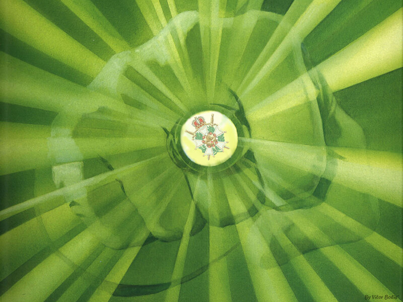 Green tunnel with emblem