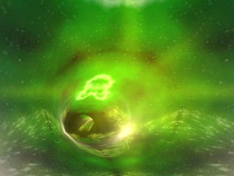 green tunnel with glowing center