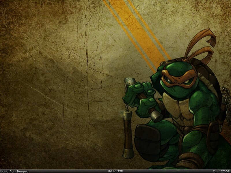 Green Turtle Ninja — Dramatic, Digital Art, Ninja Stars, Mask