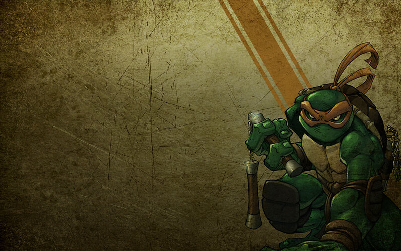 Green Turtle Ninja — Dramatic, Digital Art, Nunchucks