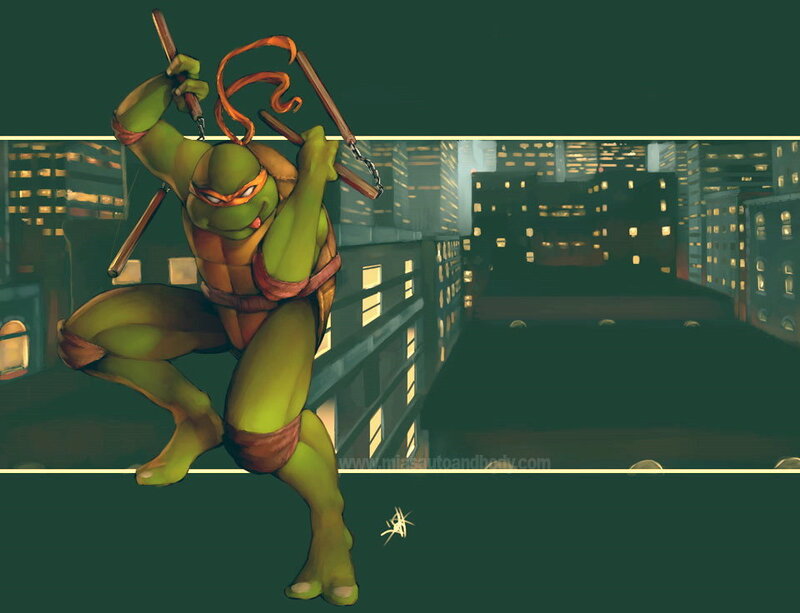 Green Turtle Ninja — Dramatic, Night