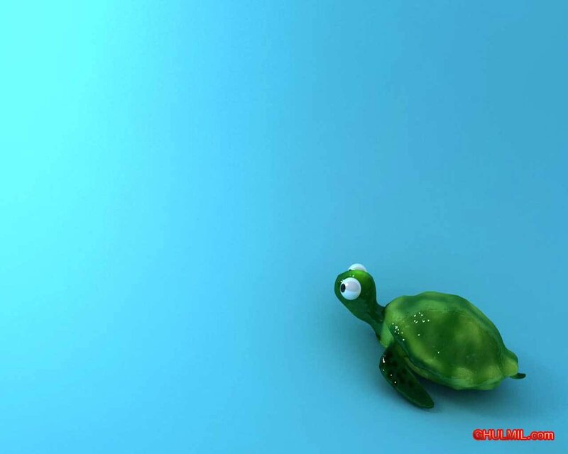 green turtle on blue background