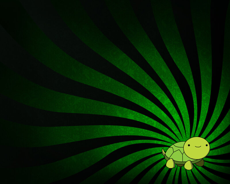 green turtle on swirl background
