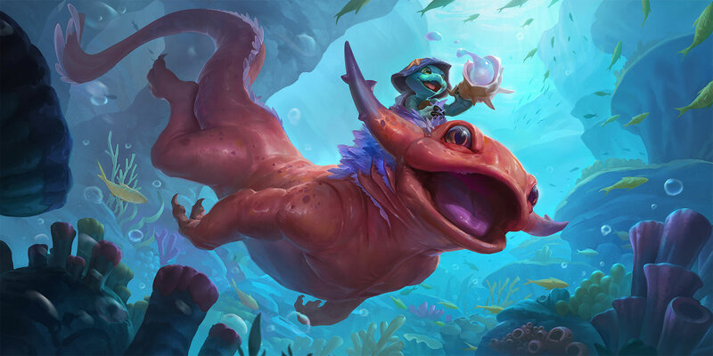 Green Turtle Riding Red Sea Monster