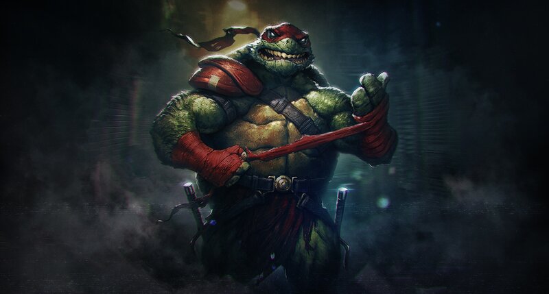 Green Turtle Warrior — Dramatic, Night