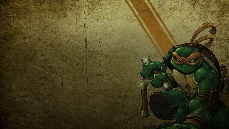 Green Turtle with Nunchucks — Dramatic, Digital Art