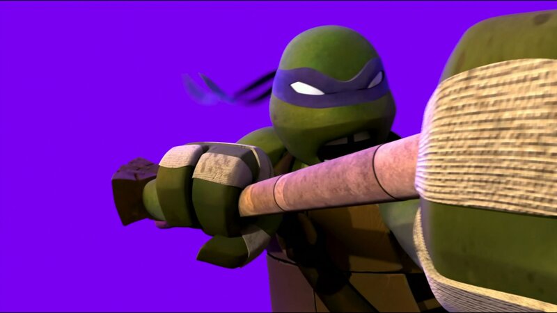 Green Turtle with Nunchucks — Purple, Intense