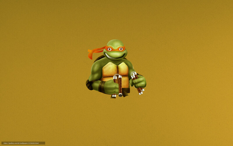 Green Turtle with Nunchucks — Yellow