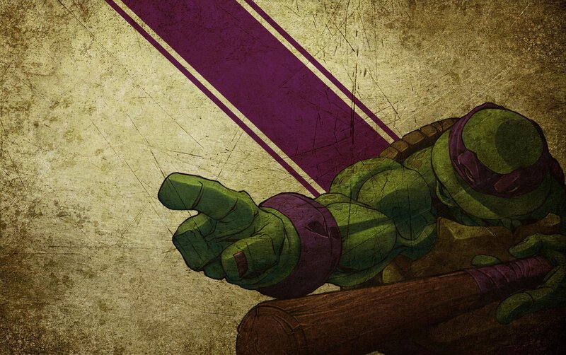 Green Turtle with Purple Bandana — Dramatic, Digital Art, Ninja Turtle