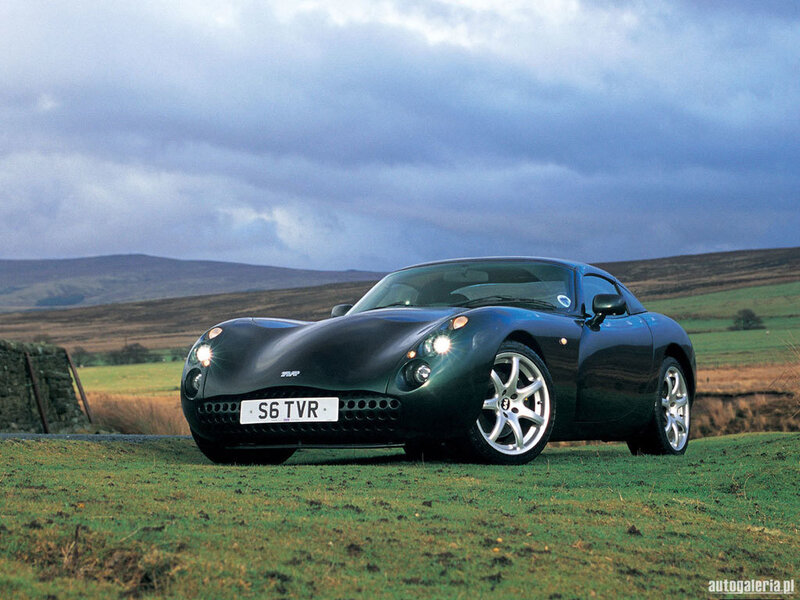 Green TVR sports car on grass