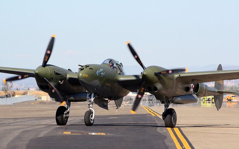 Green Twin-engine Plane