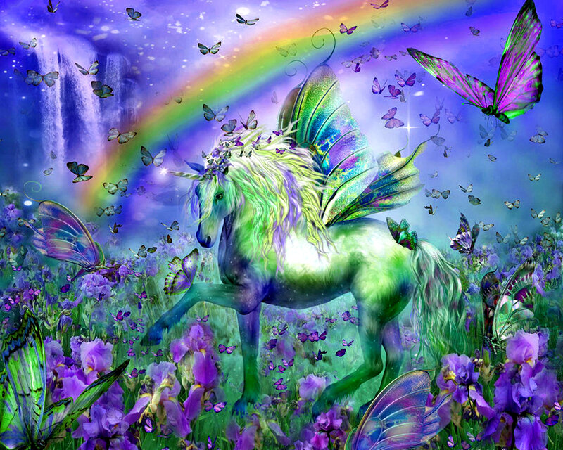 Green Unicorn with Wings