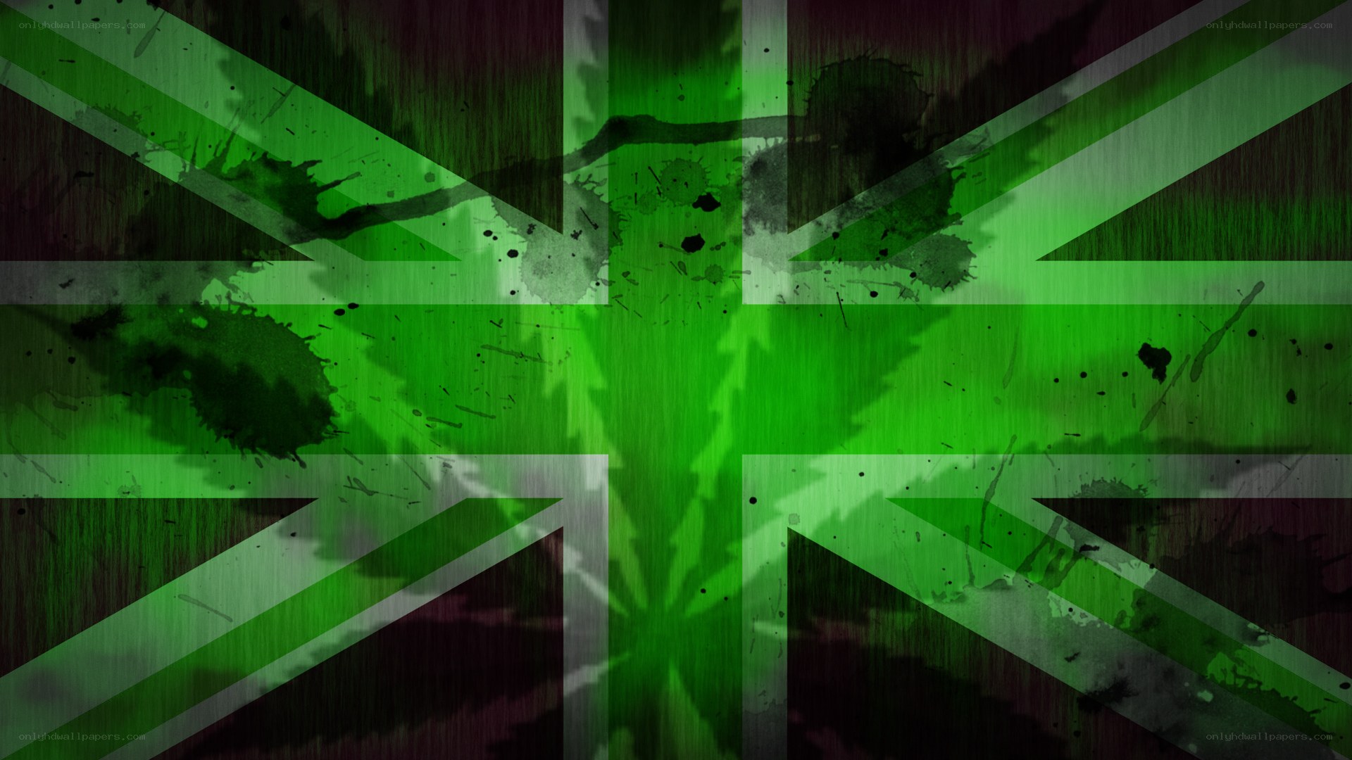 Green Union Jack with cannabis leaf