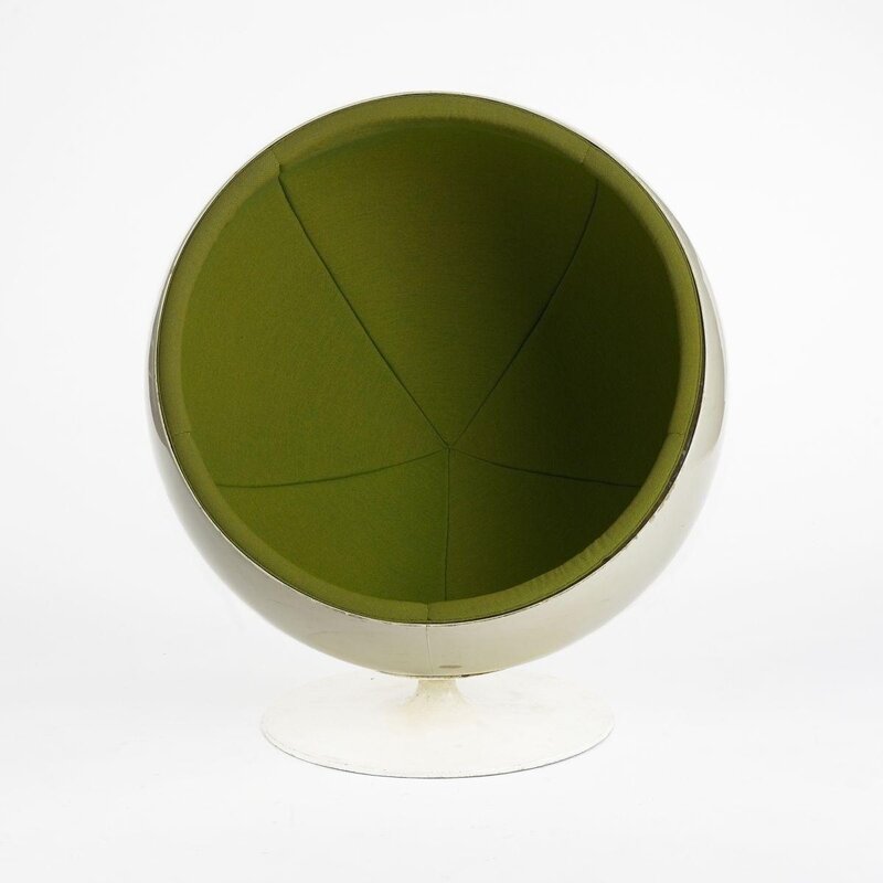 green upholstered ball chair