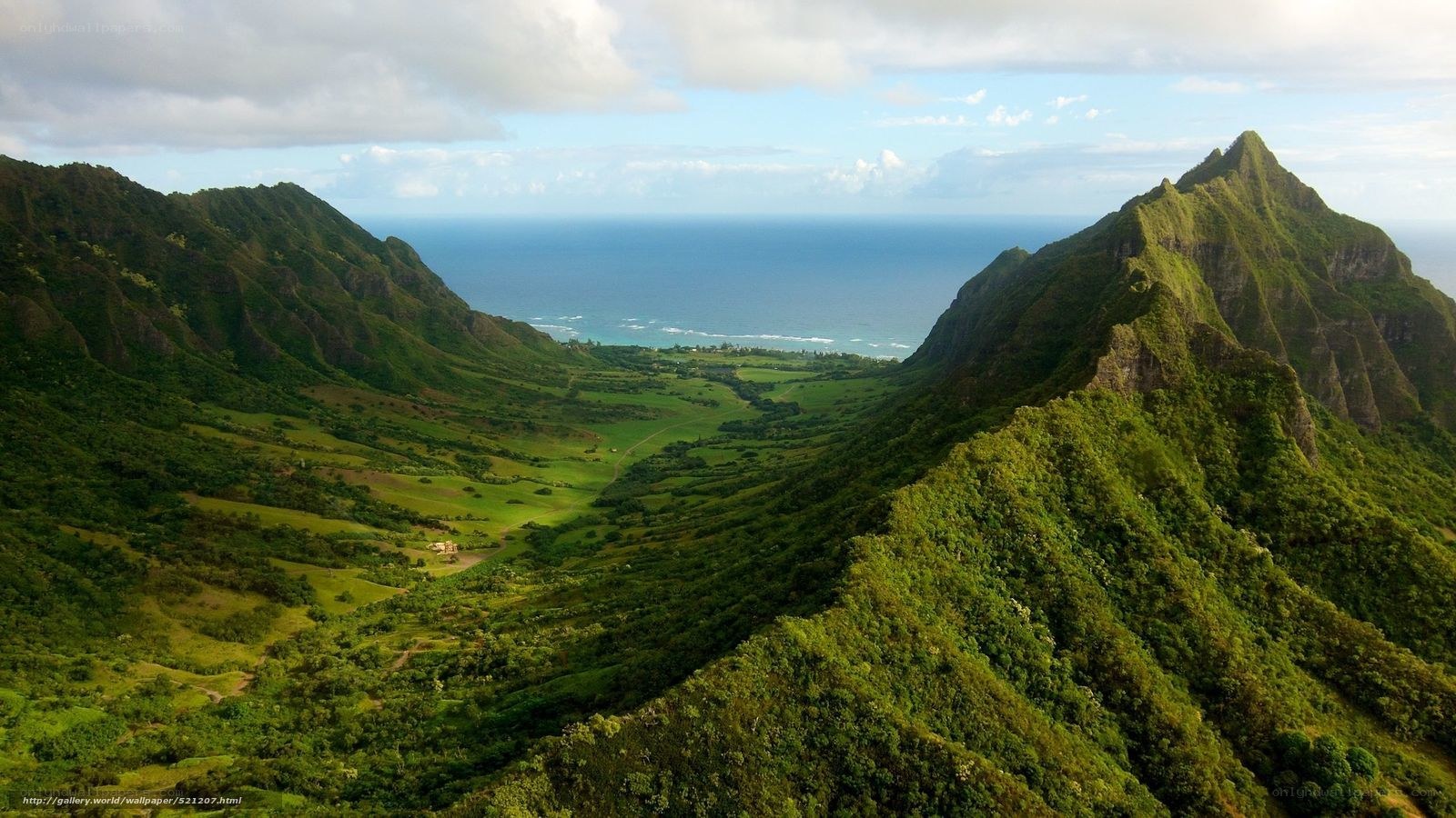 Green valley between mountains