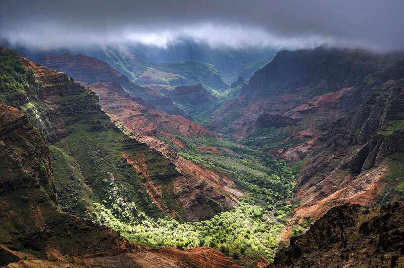Green Valley Between Mountains — Dramatic, Photograph