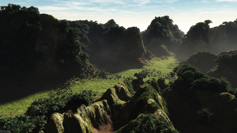 Green Valley Between Mountains — Serene, Morning