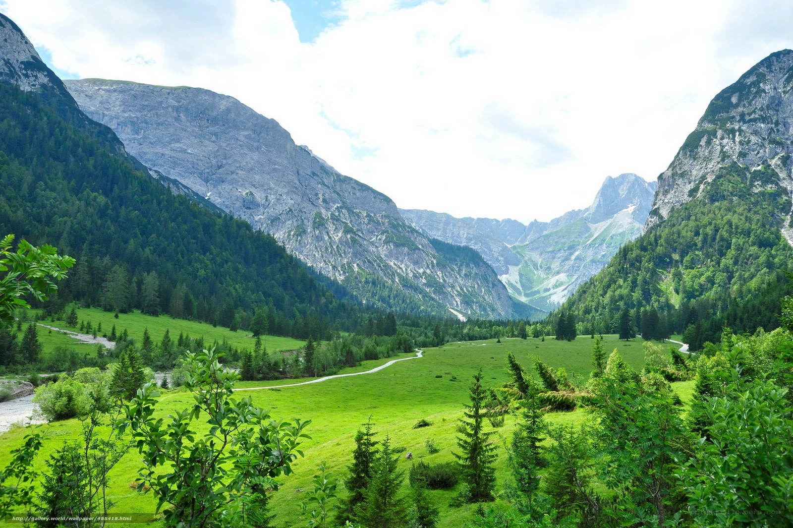 Green valley between mountains