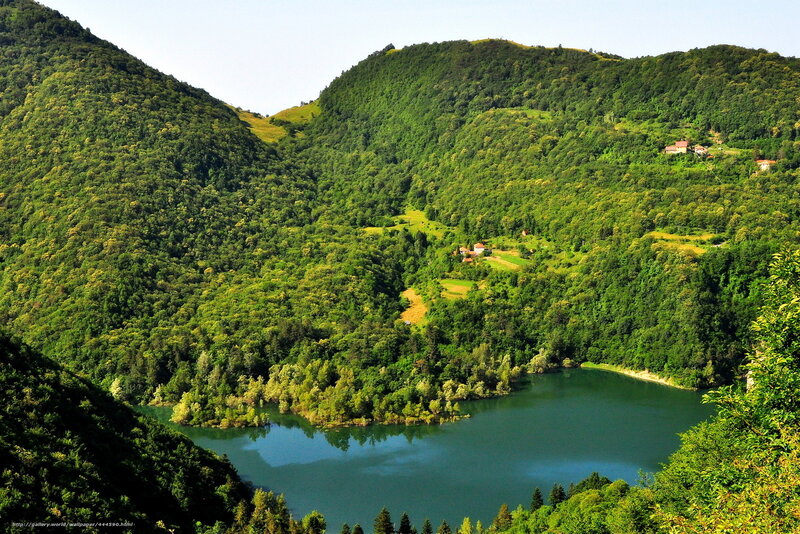 Green valley lake landscape