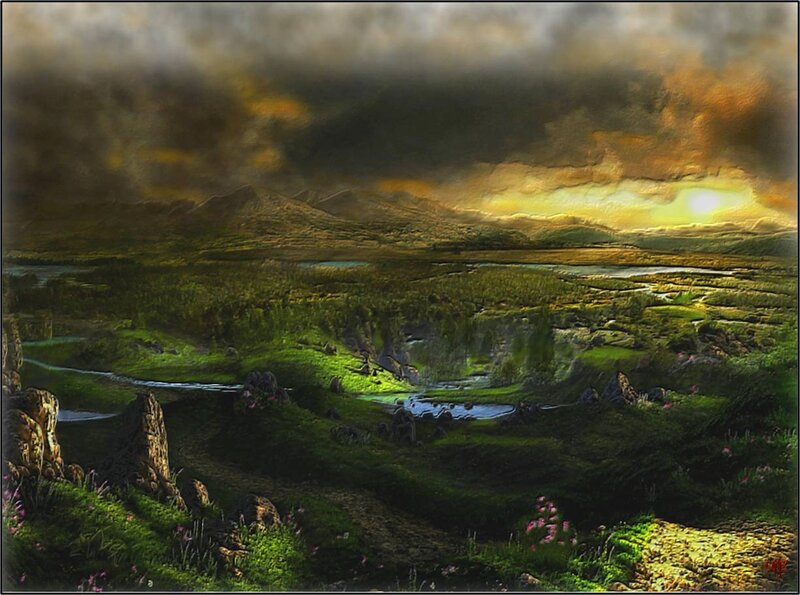 Green Valley Landscape — Dramatic, Sunset