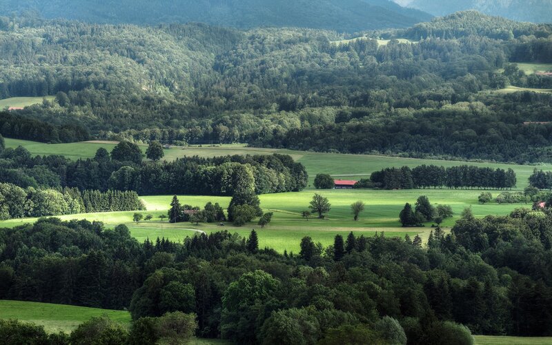 Green Valley Landscape — Serene, Afternoon, Photograph, Fields, Forests
