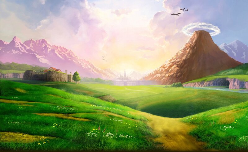 Green Valley Landscape — Serene, Morning, Digital Art