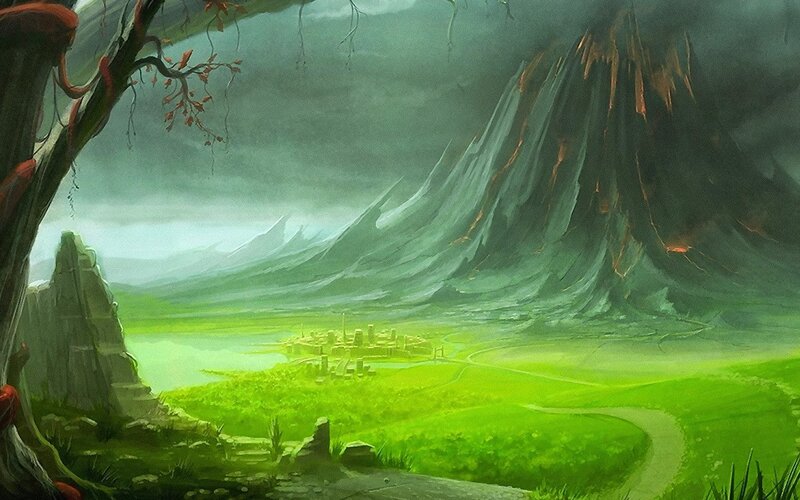 Green Valley with City
