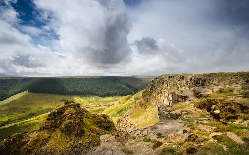 Green Valley with Cliffs — Dramatic