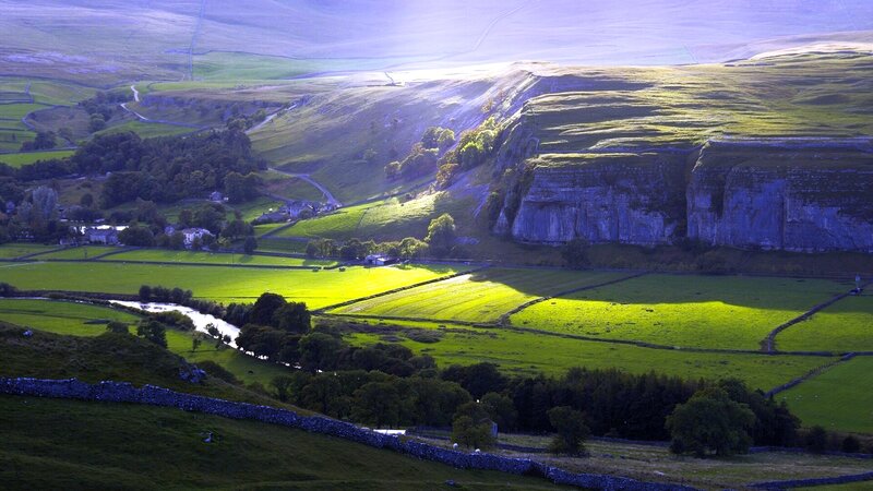 Green Valley with Cliffs — Serene