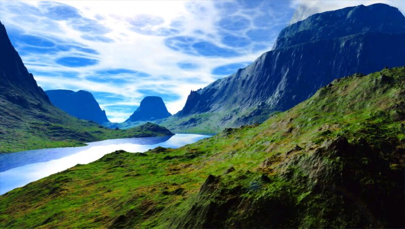 Green Valley with Lake — Blue