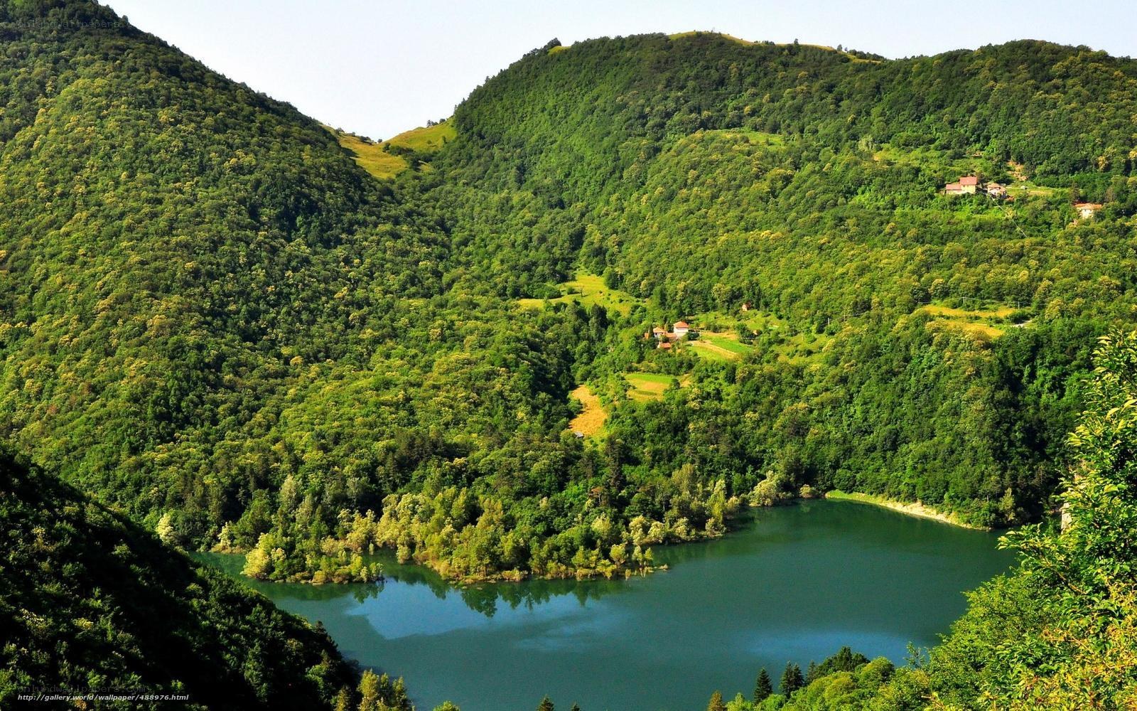 green valley with lake