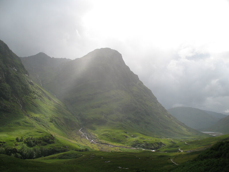 green valley with mountain