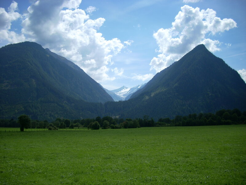 Green valley with mountains